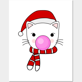 Cute and Funny Christmas Cat Bubblegum Posters and Art